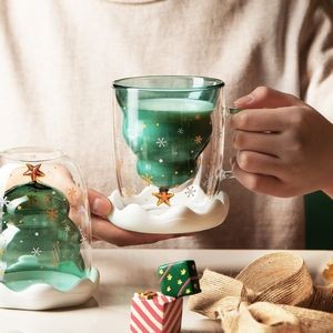 Christmas Tree Double Wall Insulated Glasses Tea Cup 2