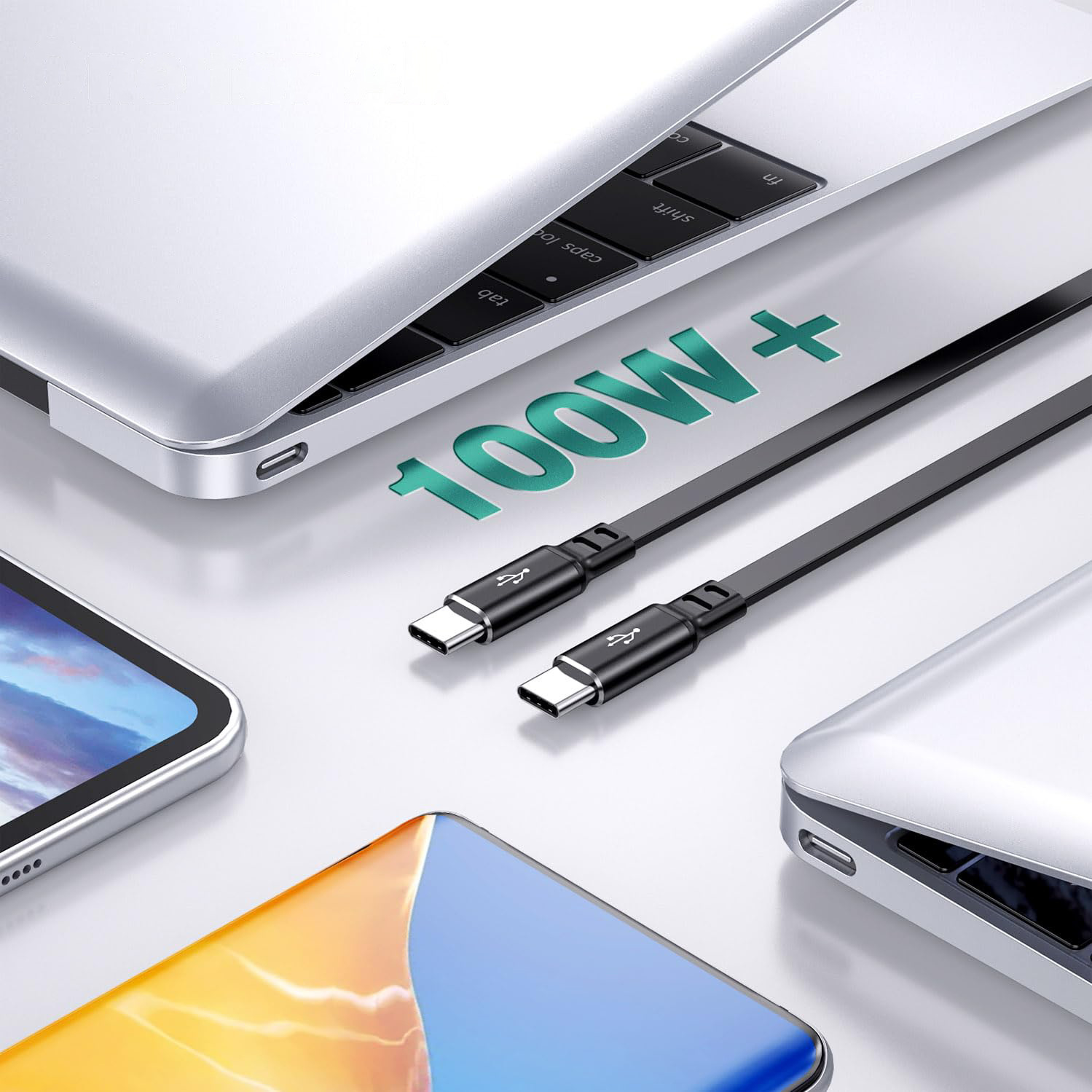 100W Retractable USB C to USB C Charger 5