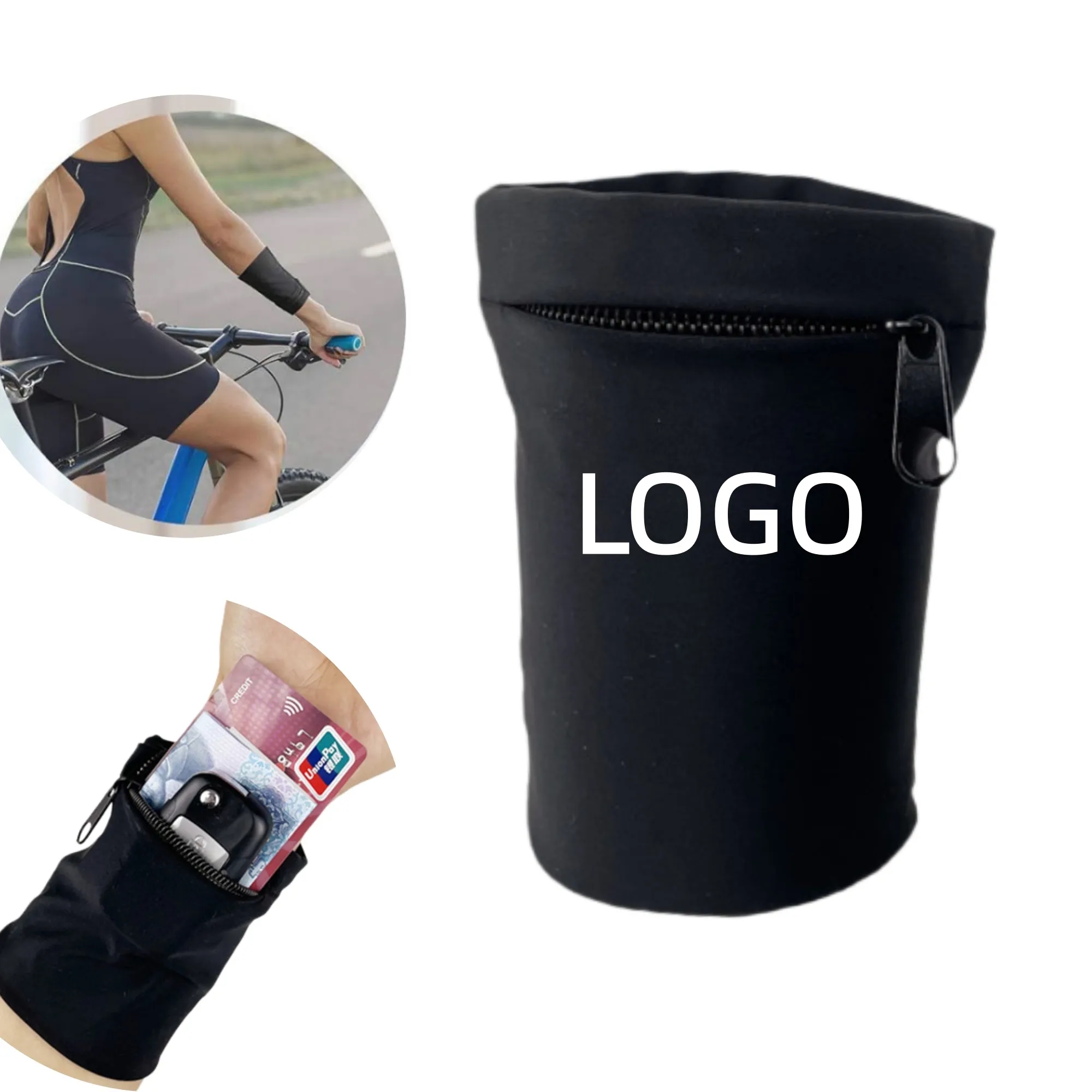Fitness Wrist Wallet Sports Wristband With Zipper Pocket