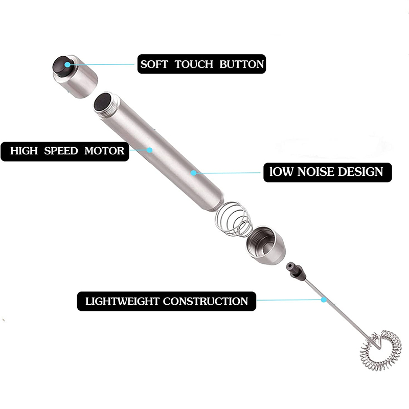 Silver Electric Handheld Milk Frother for Coffee Latte Frappe 4