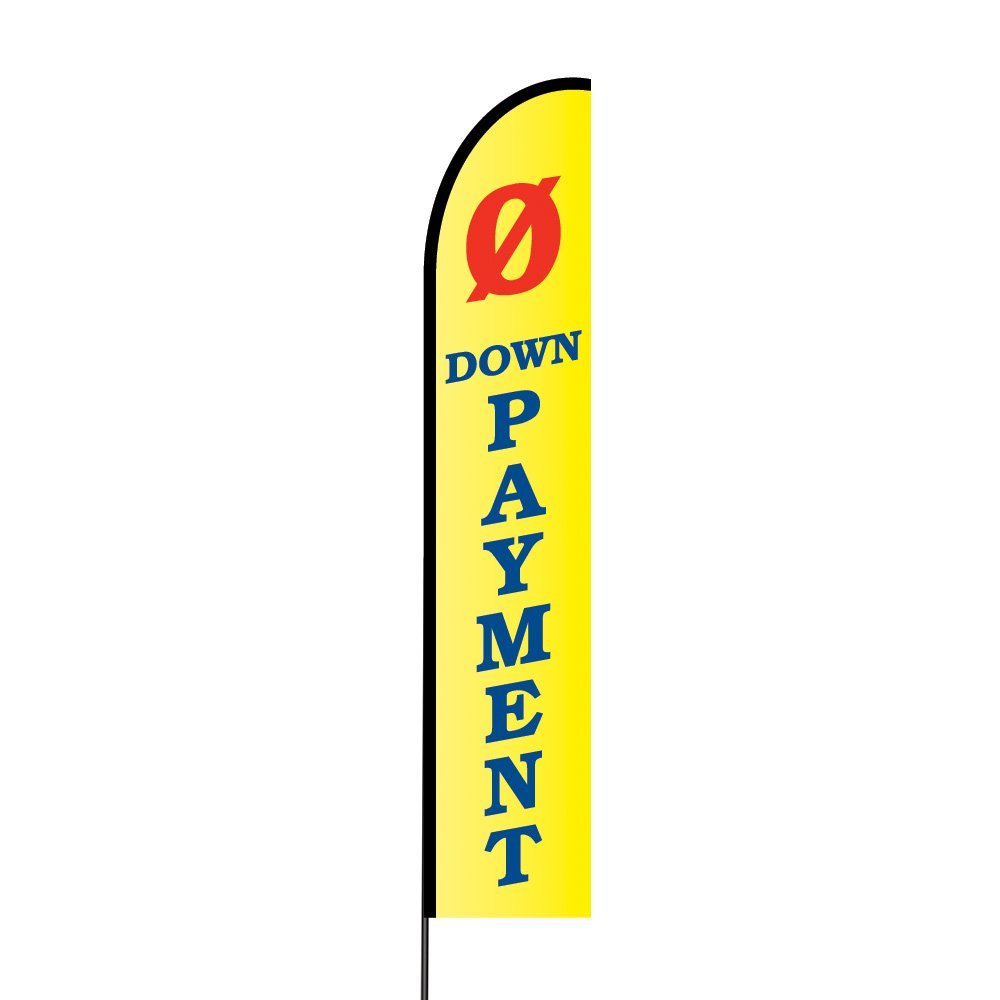 0 Down Payment (Yellow) Flag Kit Hardware 15' Feet Feather Flag Sign Outdoor Banner 1