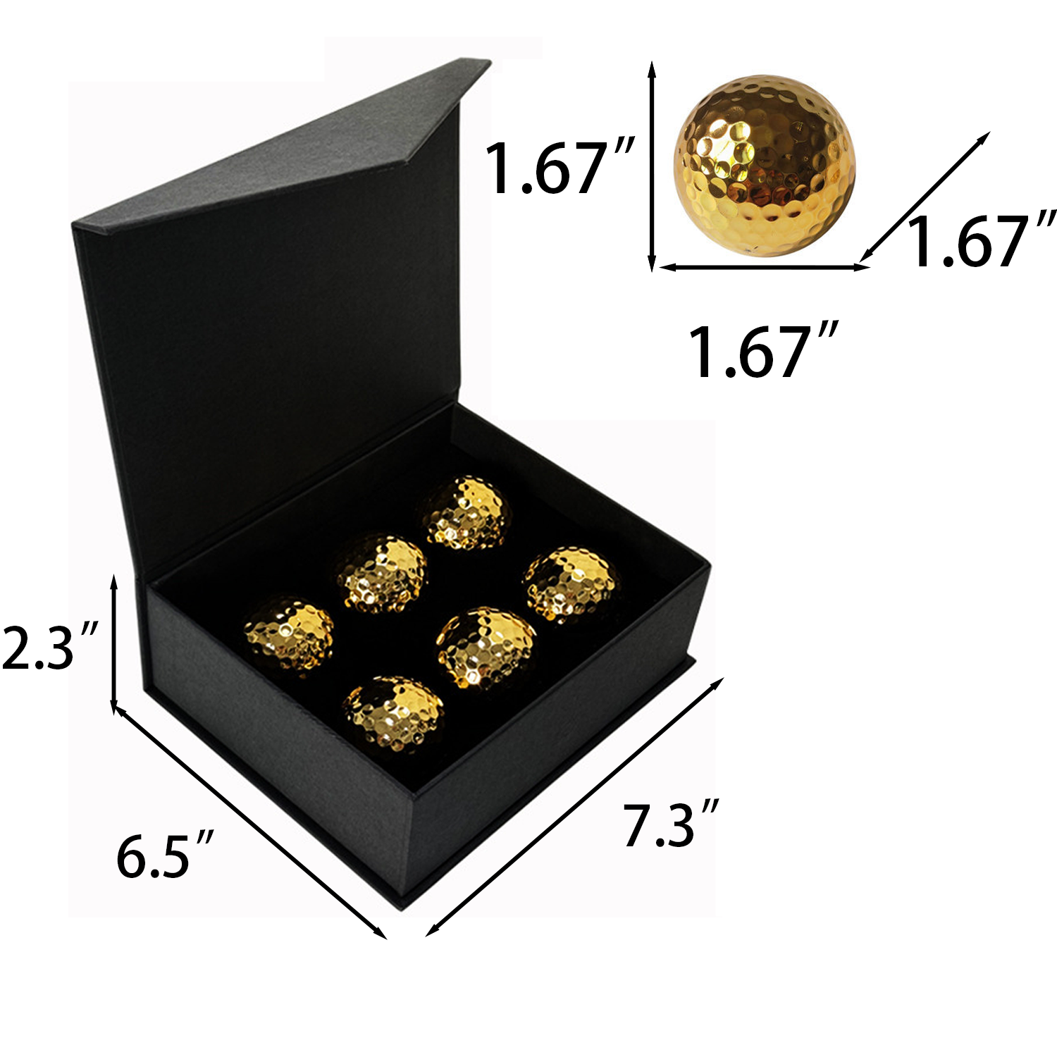Gold Plated Golf Ball Gift Set 6