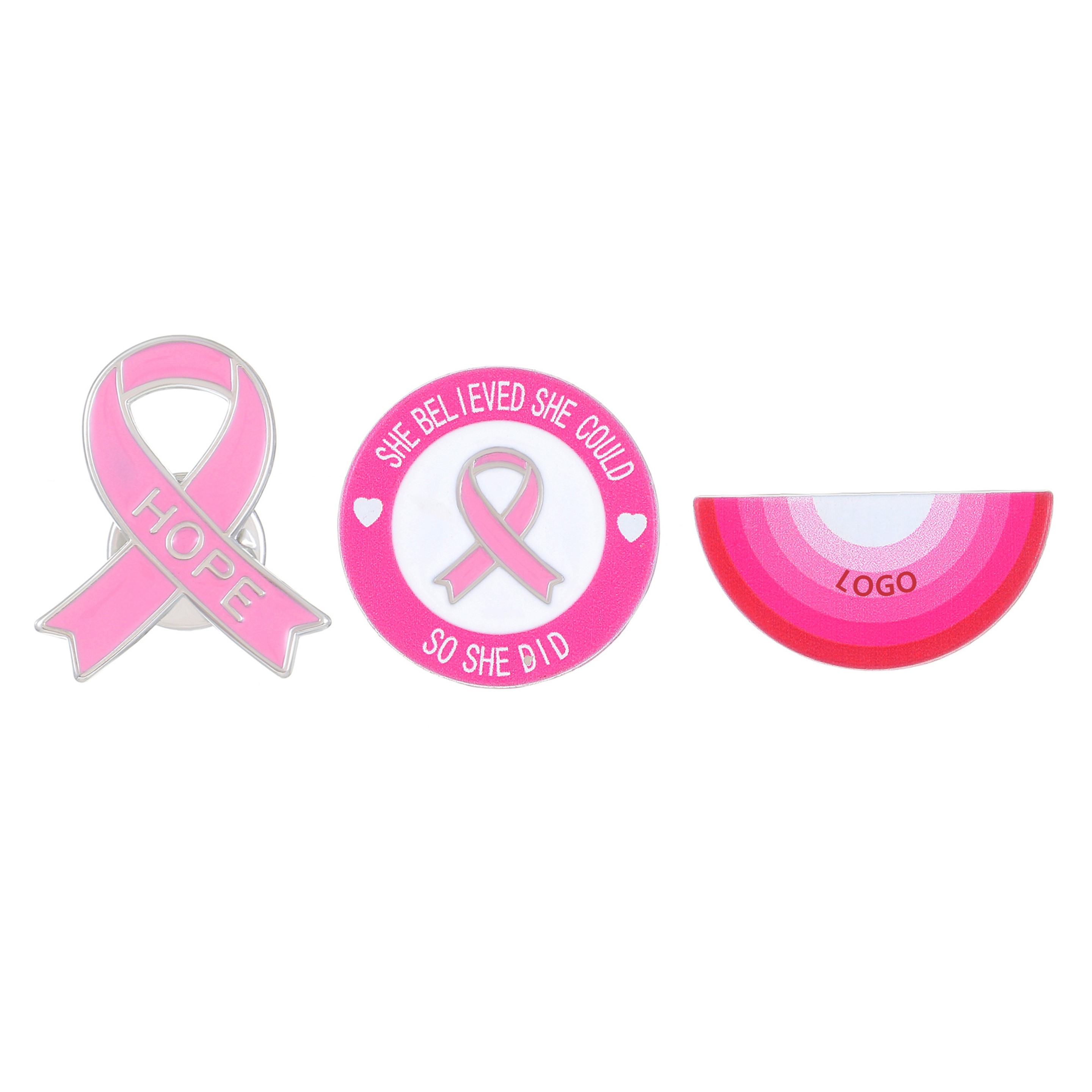Breast Cancer Awareness Button Pin (direct import) 2