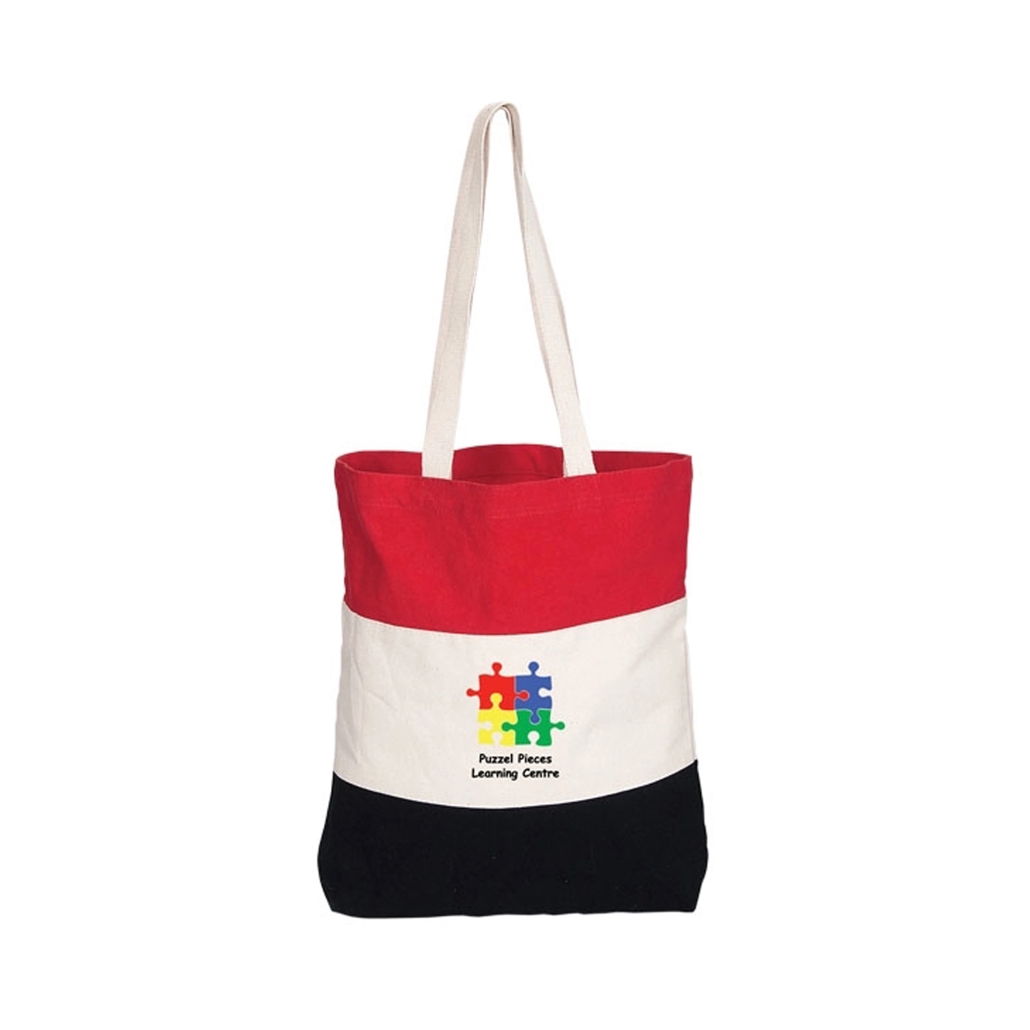 Tri-Color Canvas Shopping Tote Bags 3