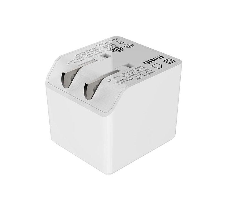 Dual Port USB Foldable Wall Plug Charger - PD 18W + QC3.0 4