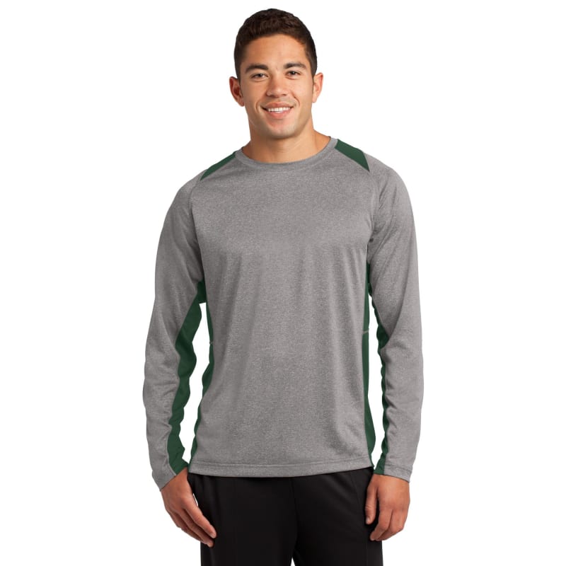 Sport-Tek Long Sleeve Heather Colorblock Contender Tee. 70