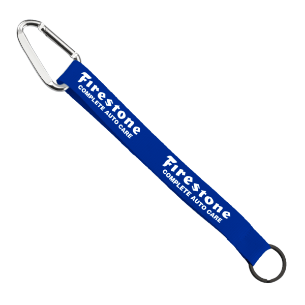 3/4" Sewn Polyester Keychain with Metal Split-Ring and Carabiner 62