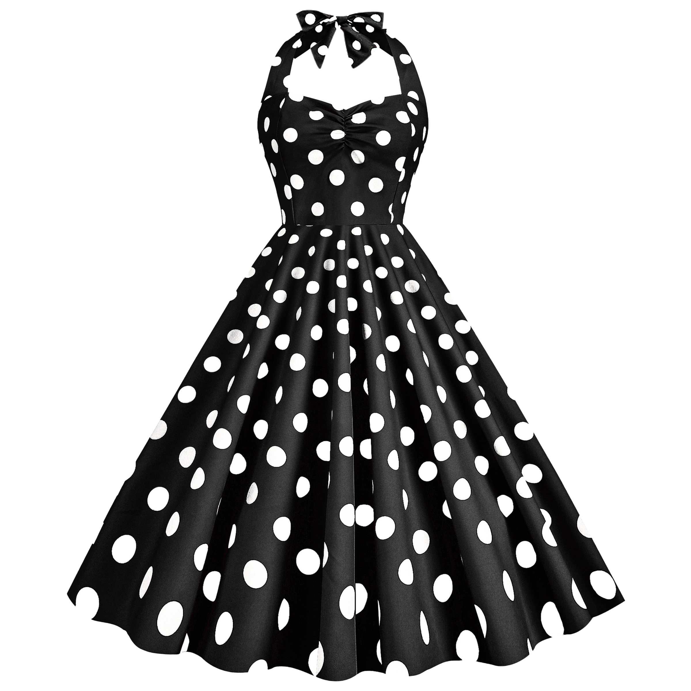 Polyester Retro Polka Dot Strapless Dress 12