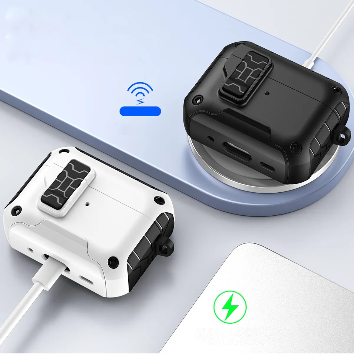 AirPods Case with Safety Lock Cover Protect Against Drops, Scratches and Dust 6