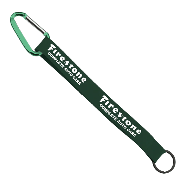 3/4" Sewn Polyester Keychain with Metal Split-Ring and Carabiner 114