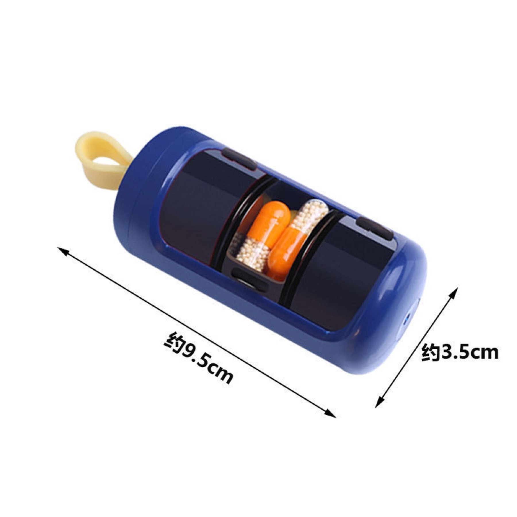 Portable Three-Compartment Windowable Pill Box 3