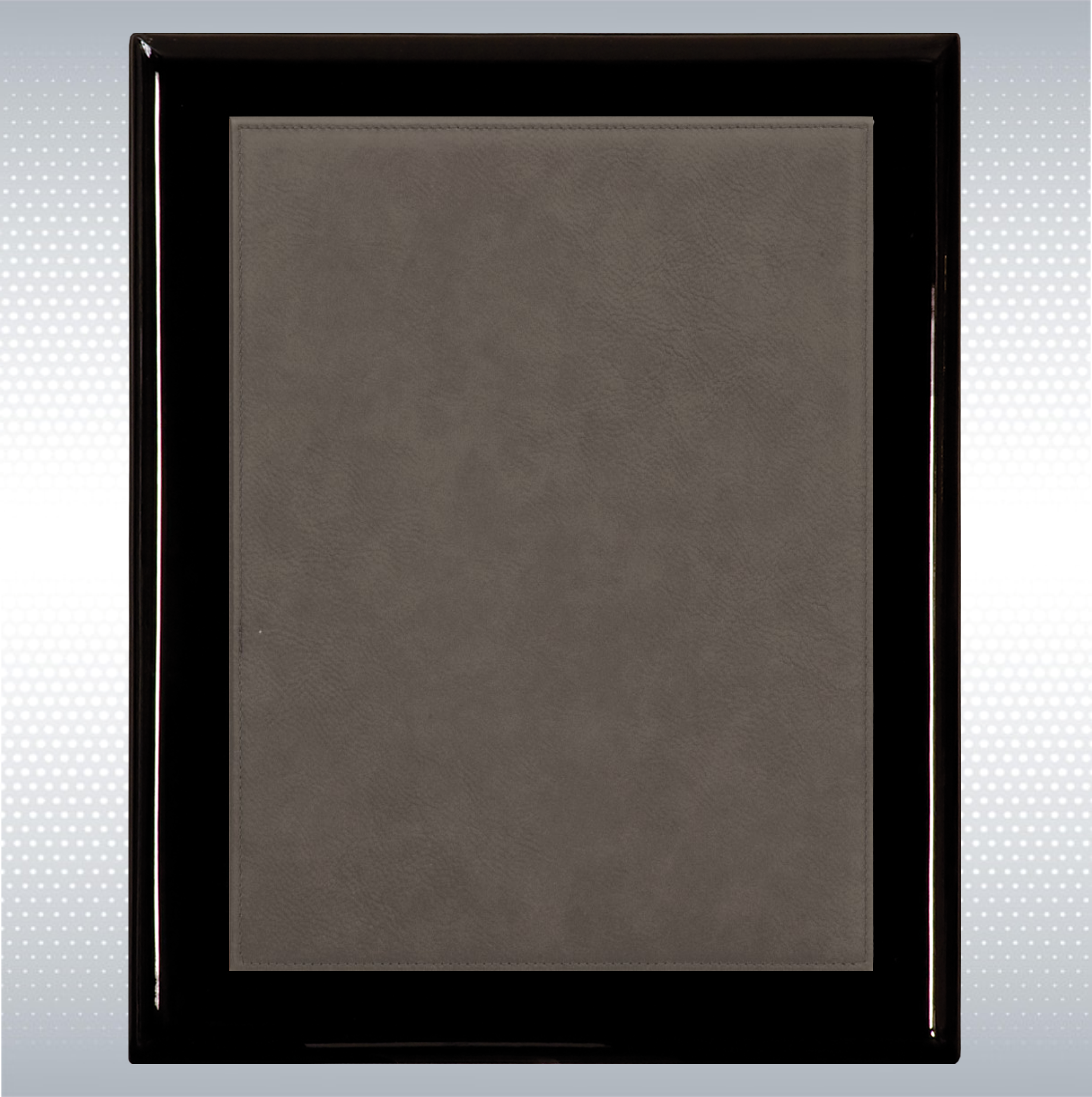 Black Piano Finish Wood Plaque W/ Leather Plate (8" X 10") 4
