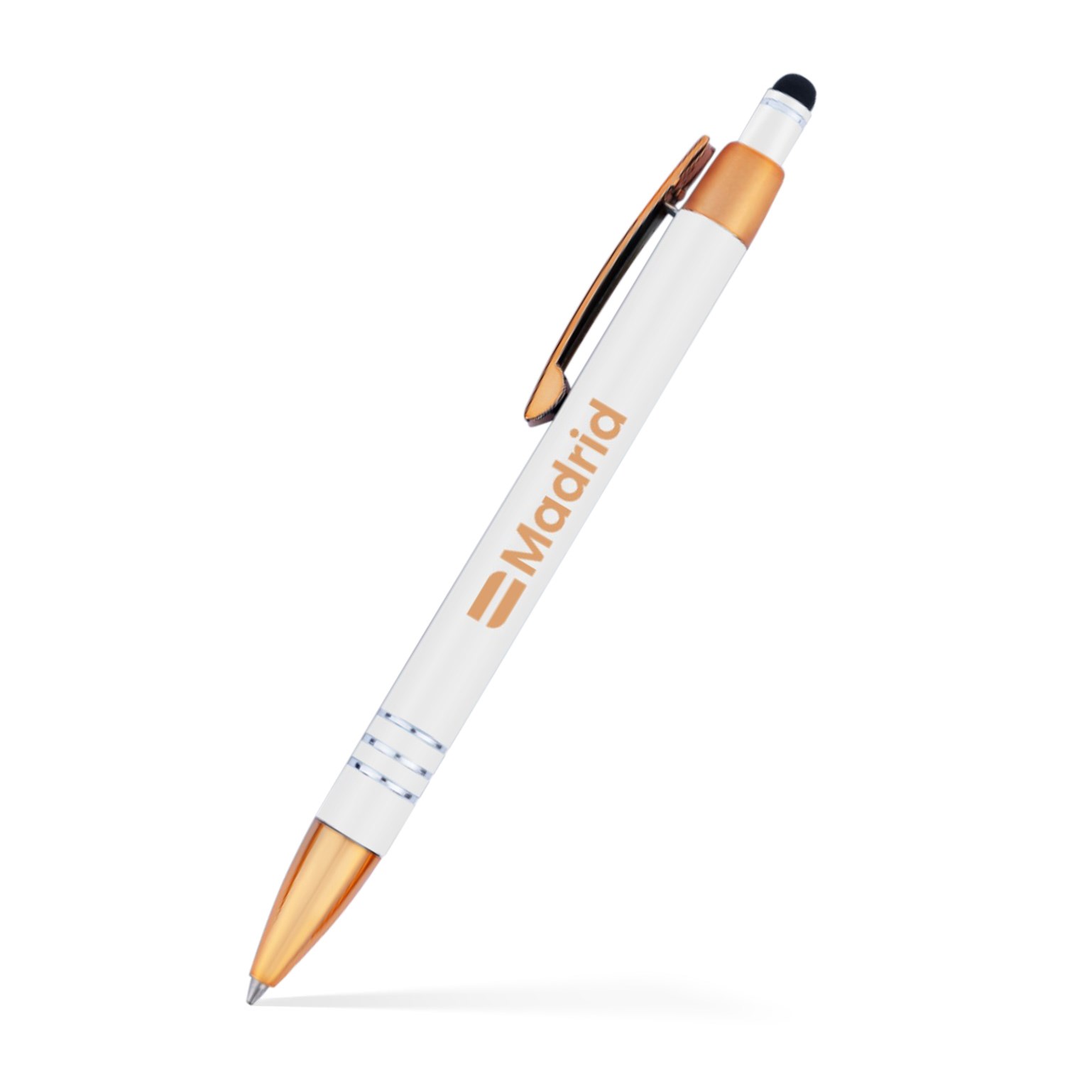 Penny Stylus Satin Soft Touch Click Metal Pen - Copper Accents (CLOSEOUT) 24