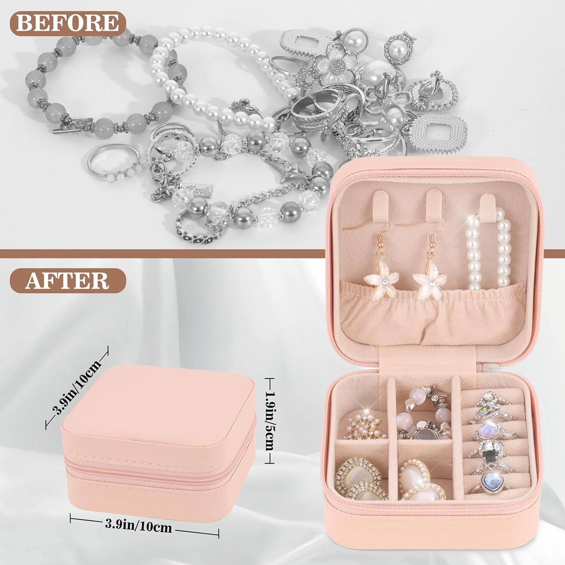 Pu Leather Small Jewelry Box Travel Portable Jewelry Case 9
