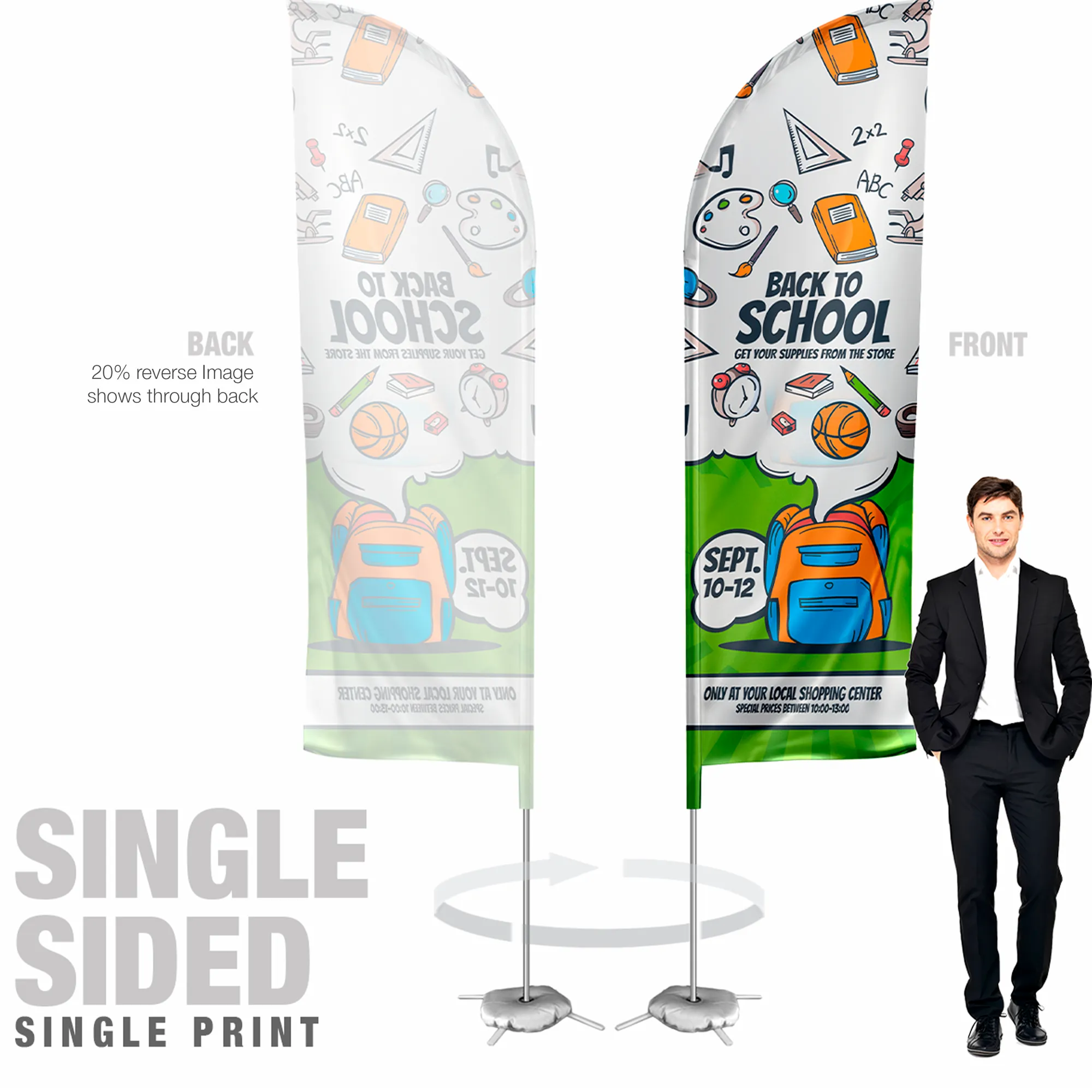Feather Flag Single Sided 12ft Graphic 1