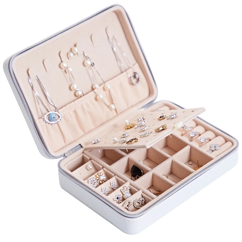 Portable Travel Jewelry Organizer Box with Mirror / Hook 7