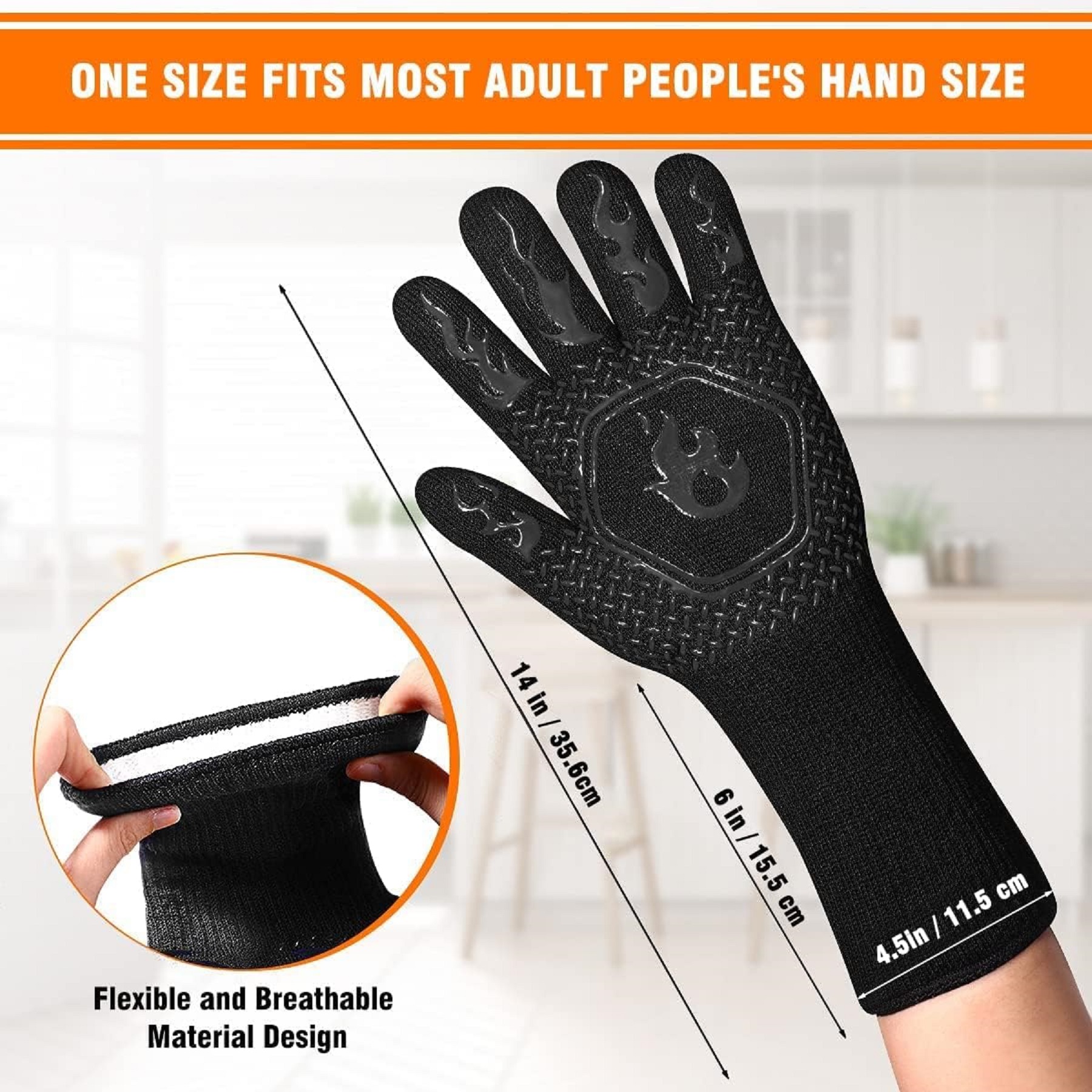 1472 ? High Temp Resistance Fireproof Glove for Grilling Barbecue 7