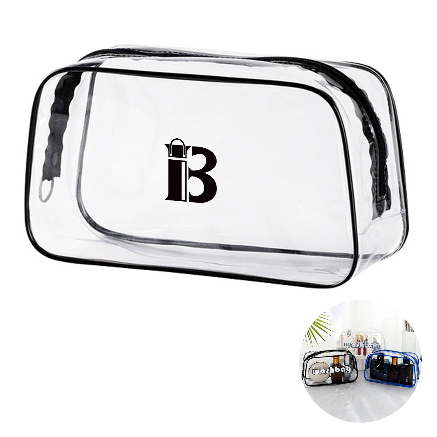 Transparent Waterproof Cosmetic Bag W/ Zipper