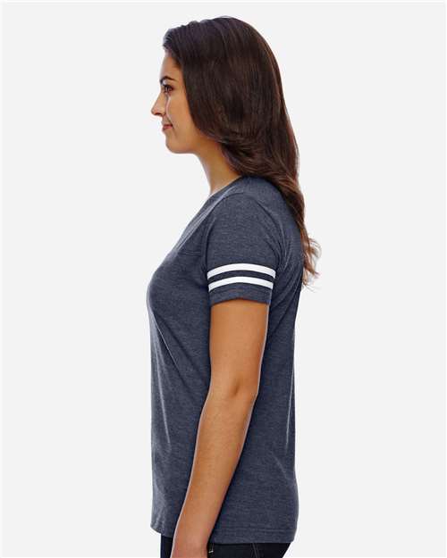 Women's Football V-Neck Fine Jersey Tee - 3537 66