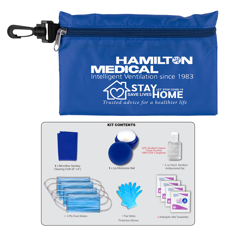 "Ariel" 12 Piece Safety Kit in Zipper Pouch with Carabiner Attachment 1