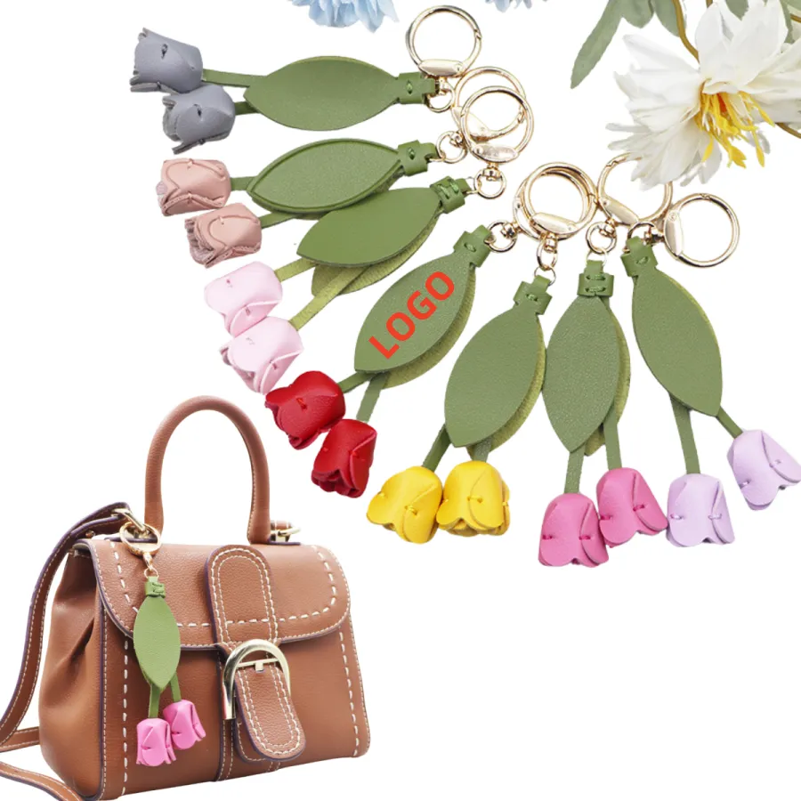 Tulip Style PU Leather Keychain Bag Pendant 6