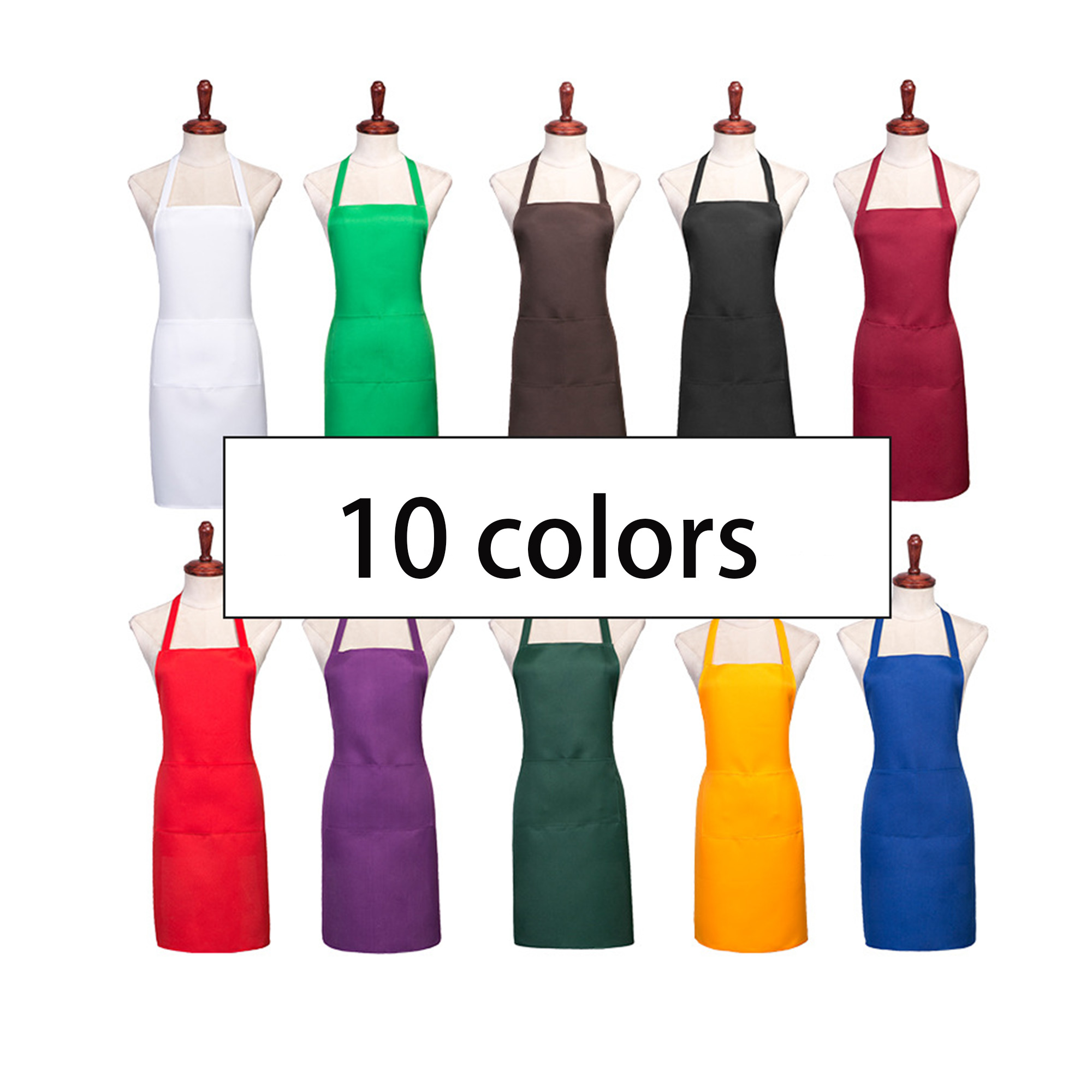 Large-sized Kitchen Neck-Style Cooking Apron With Pockets 1