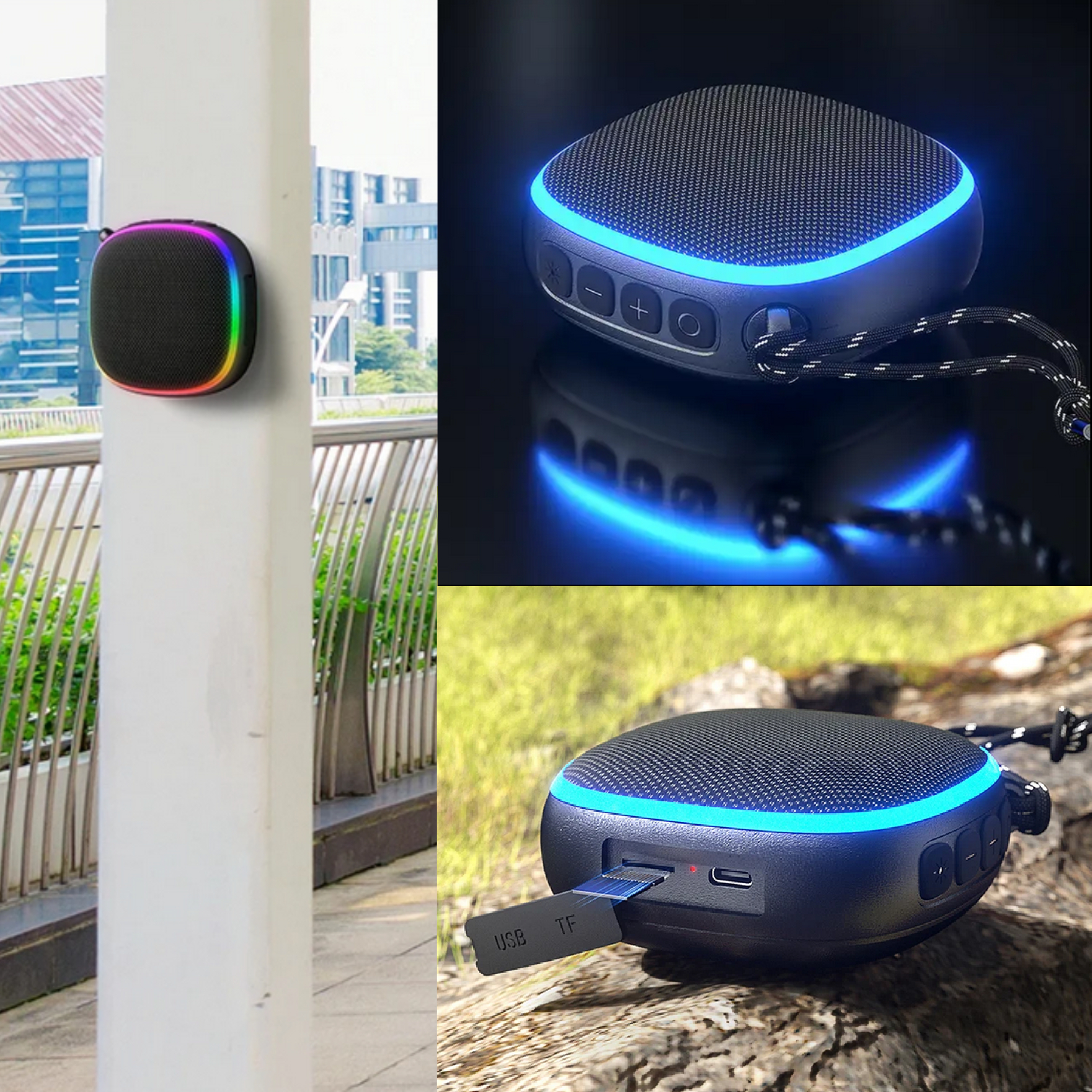Magnetic Waterproof Wireless Bluetooth Speaker with LED 5
