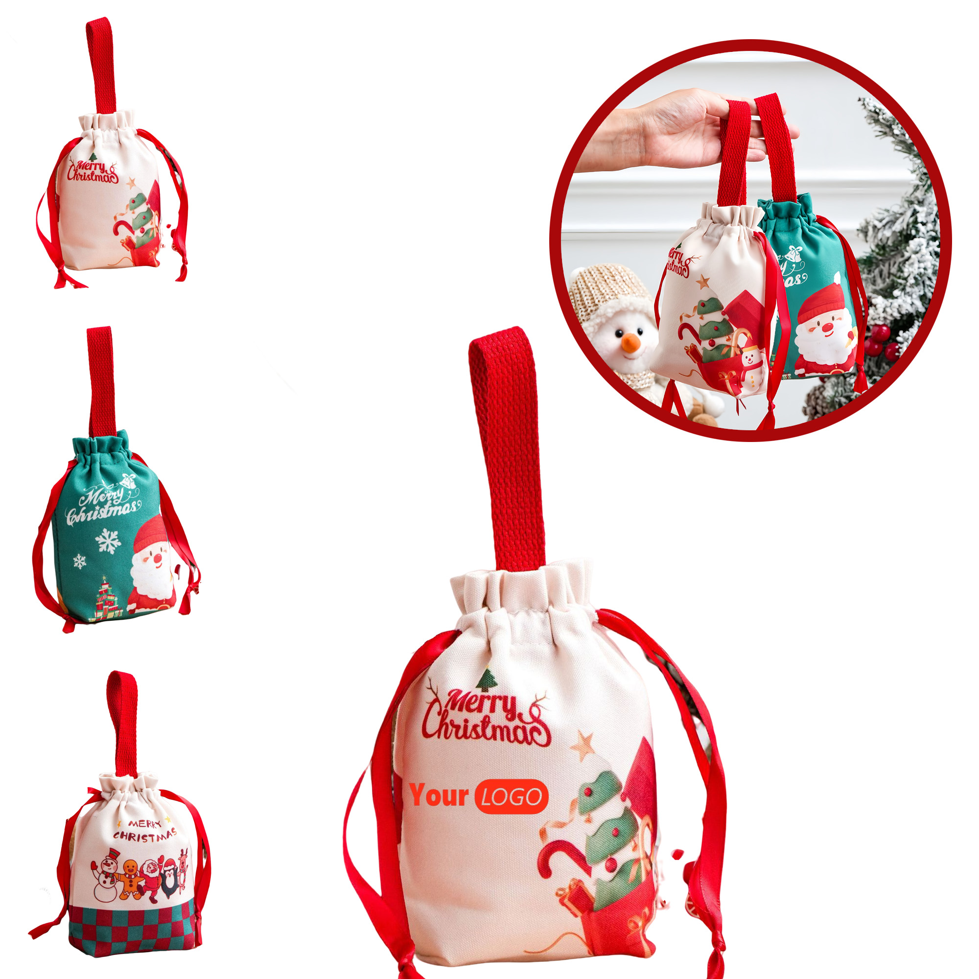 Christmas Gift Drawstring Canvas Bag 4