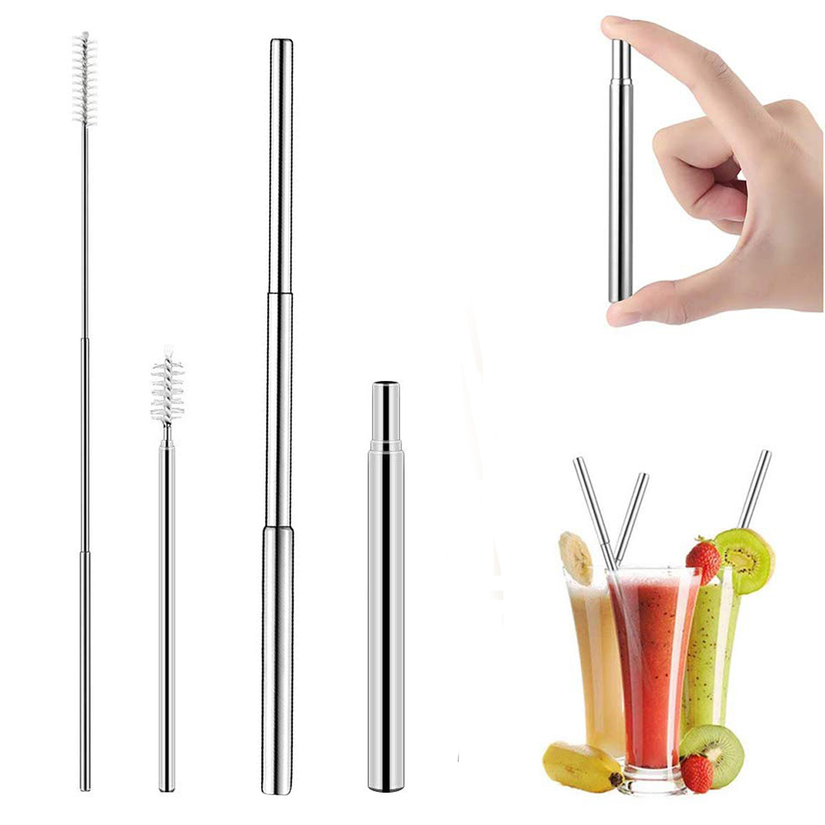 Reusable Telescopic Stainless Steel Straw Kit 5
