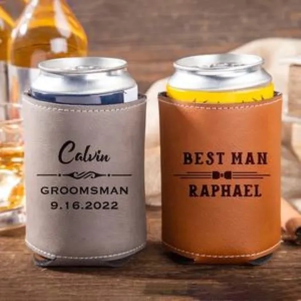 Personalized Laser Leatherette Beer Stubby Cooler 2