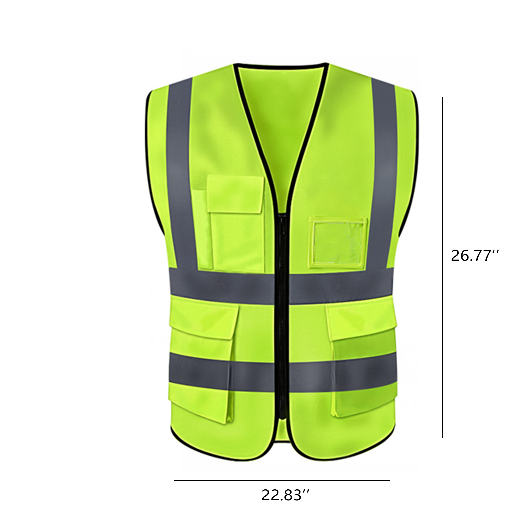 Vest with Reflective Strips, Zipper Front, and Pockets 4