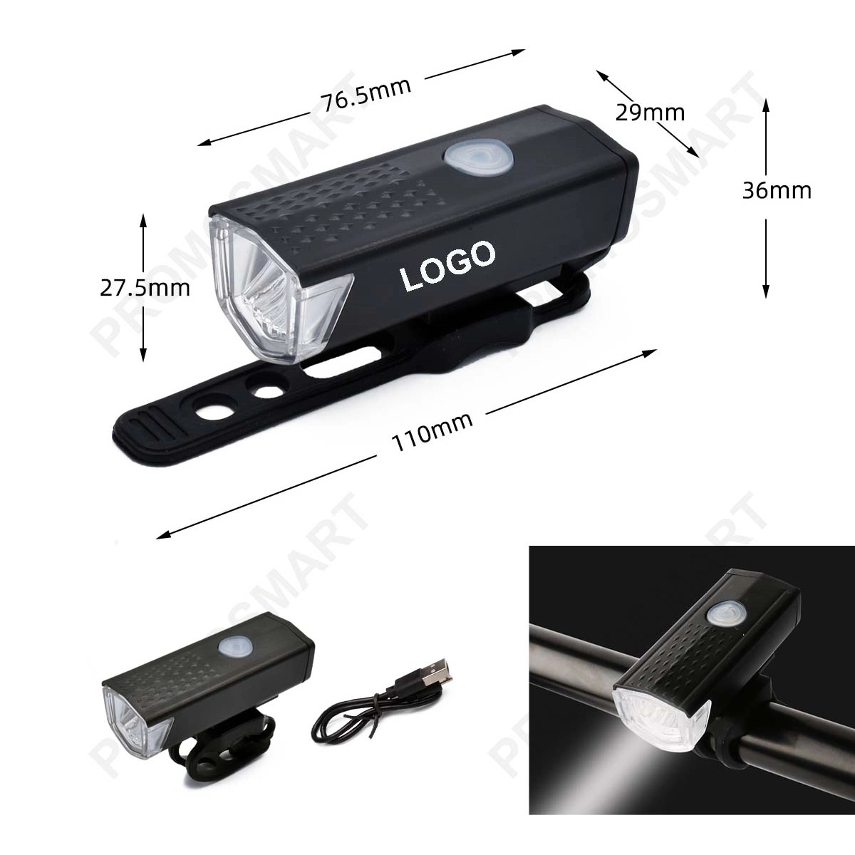 Ipx4 Rechargeable Bicycle Front Light 2