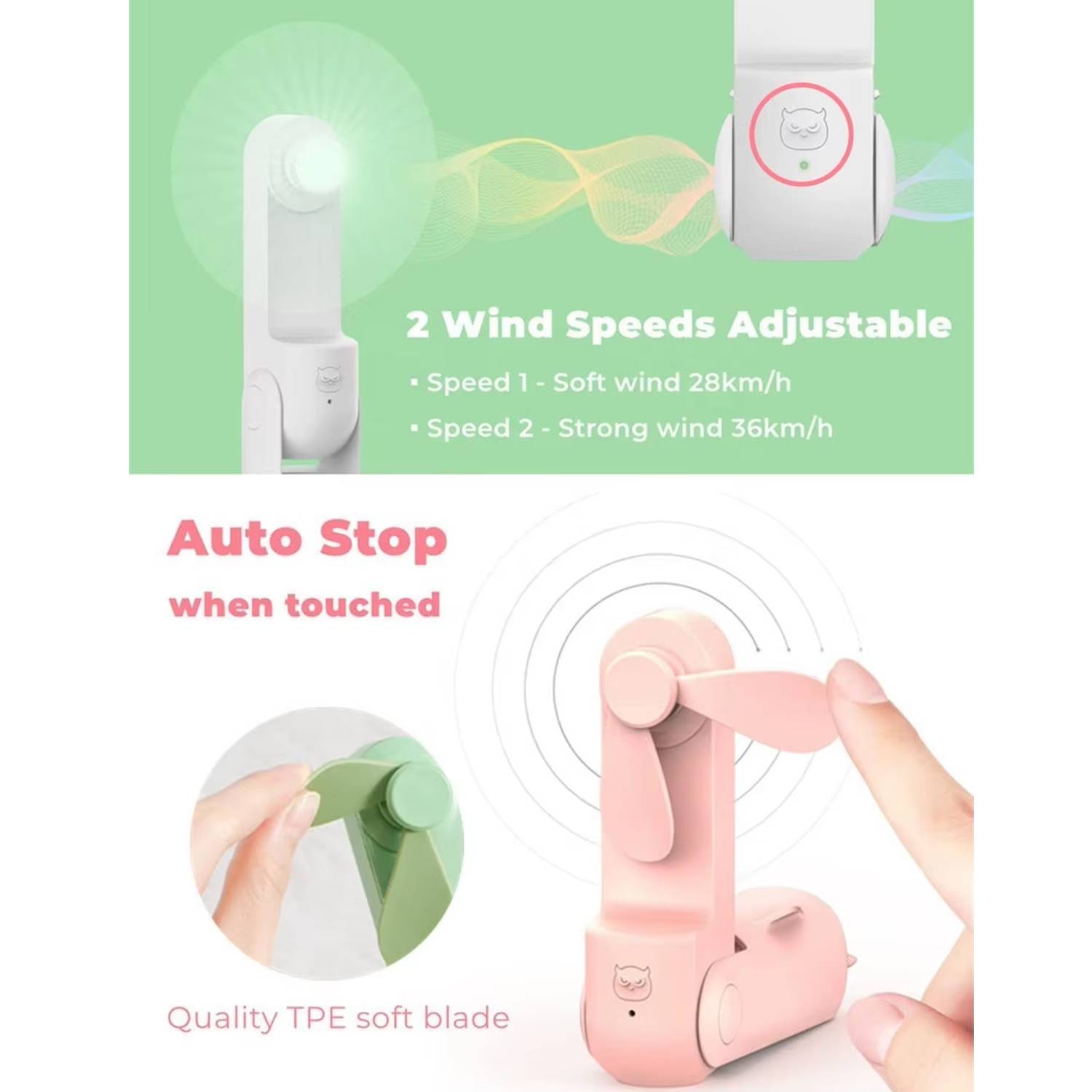Portable Folding USB Handheld Fan w/ Power Bank 3