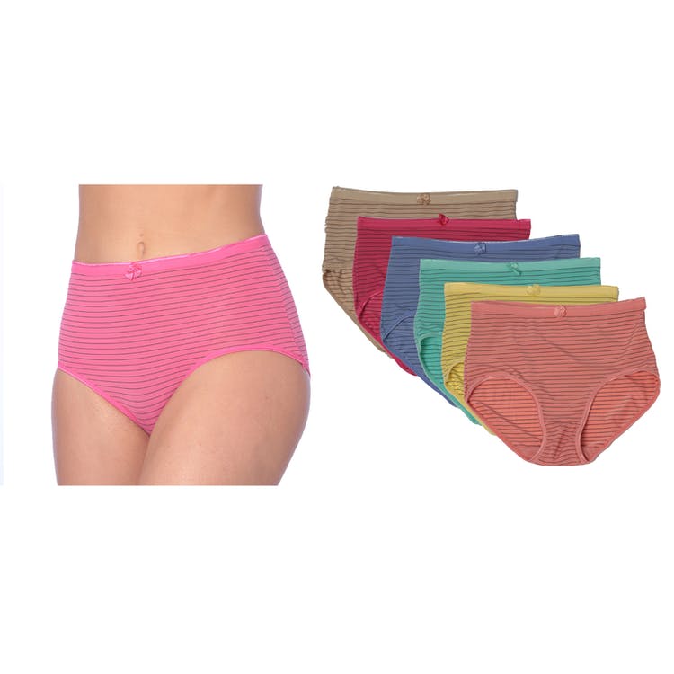 Women's Nylon/Spandex Briefs - Assorted Stripes Sizes 5-7 2
