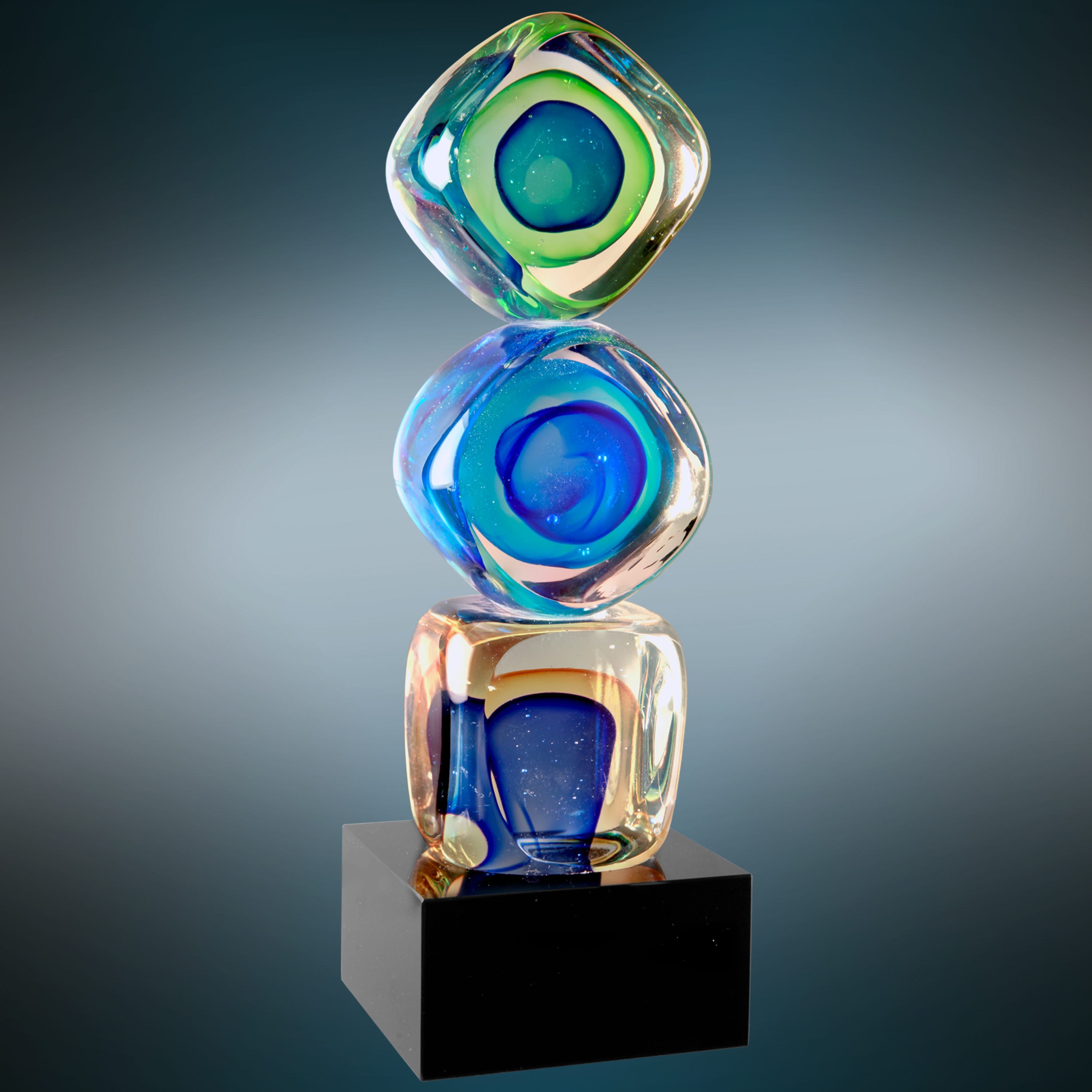 9 1/4" Stacked Blocks Art Glass Award 3