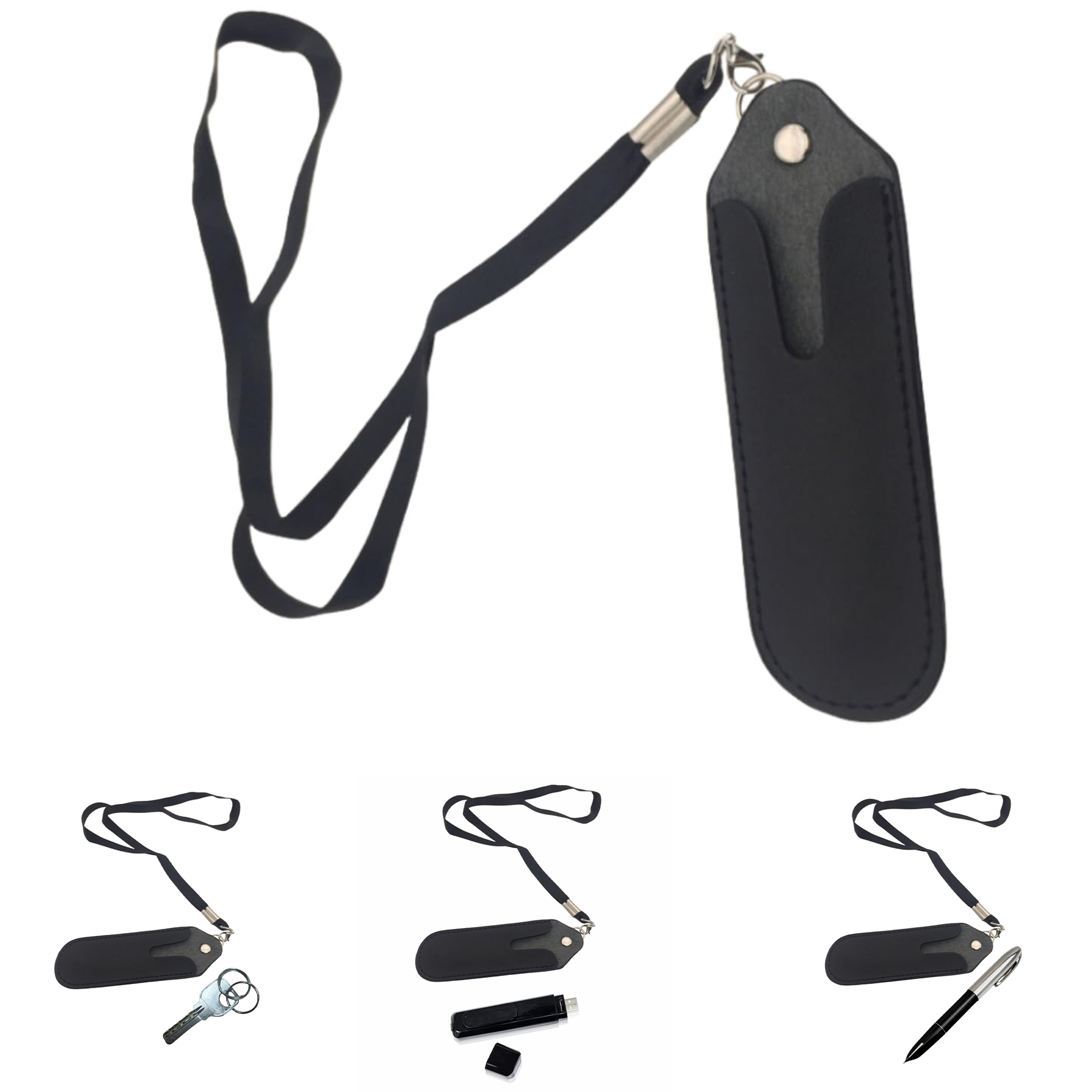 Faux Leather Pouch Case Necklace Lanyard 2