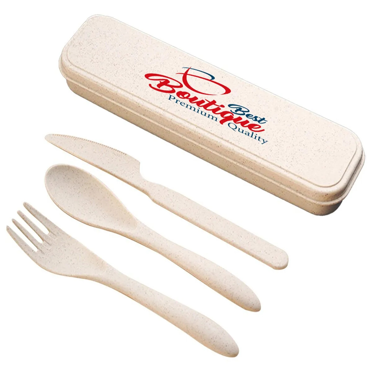 Portable Travle Wheat Straw Cutlery Kit With Case 3