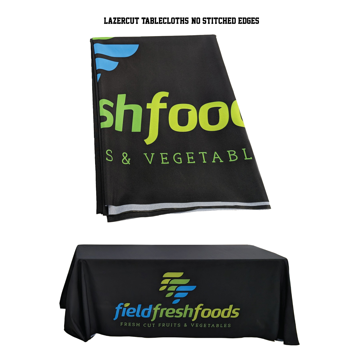8' LazerCut 4-Sided PREMIUM Sublimated Tablecloth, Drape Style, Closed Back 9