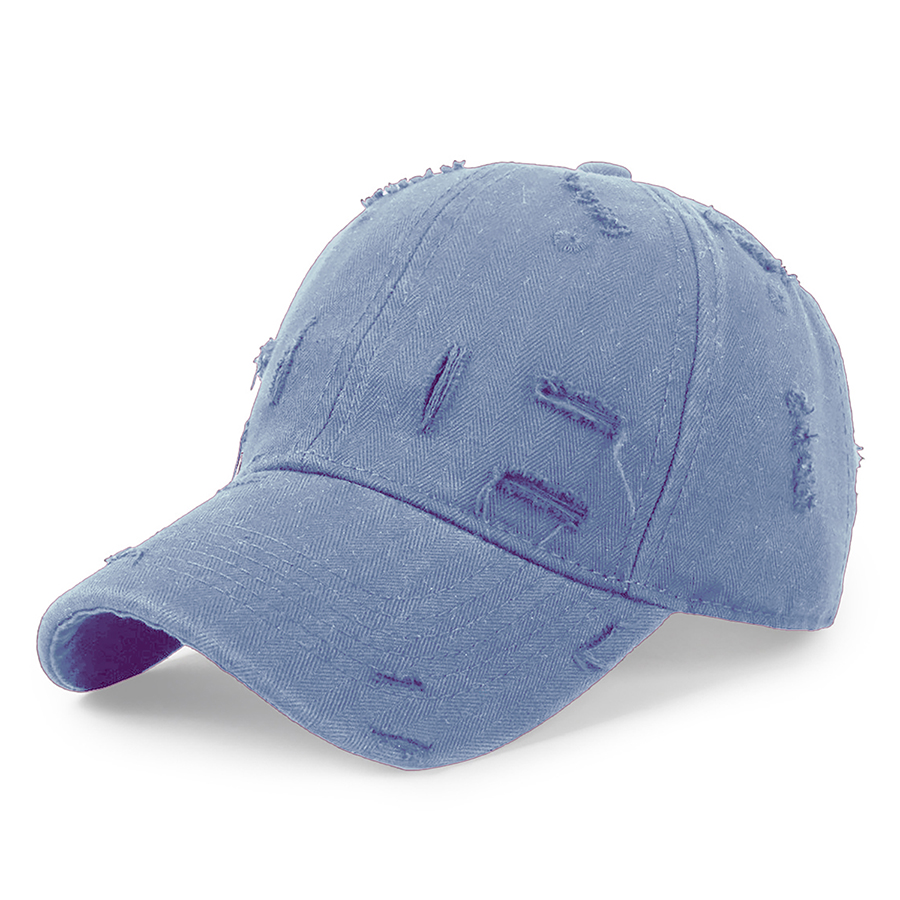 Stock Solid Color Ripped Cotton 6-Panel Baseball Cap 29