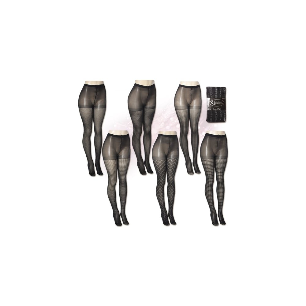 Women's Textured Fashion Tights - Black 2 Sizes 6 Designs 1