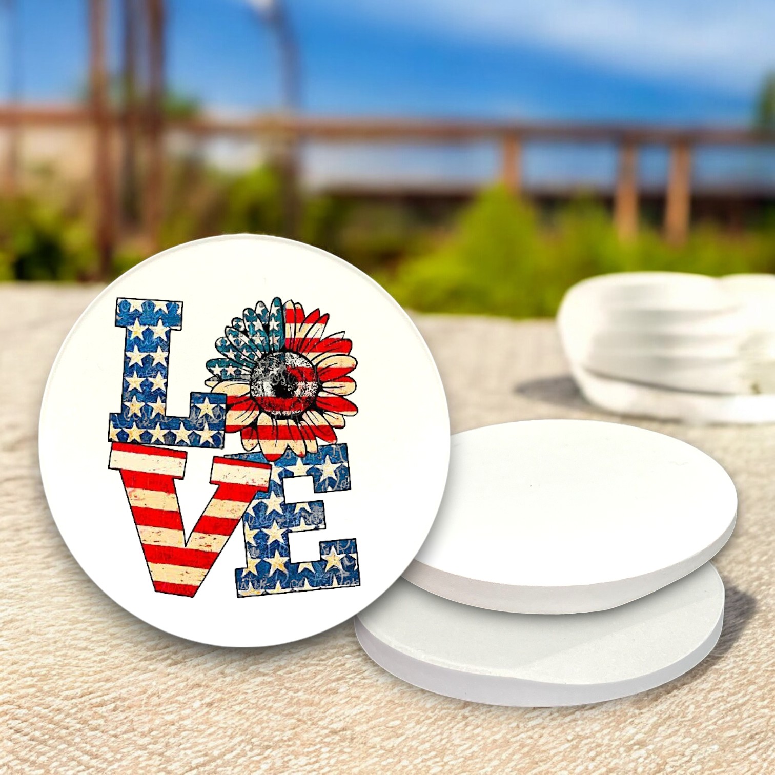 Semi-Gloss White Ceramic Car Coaster 6