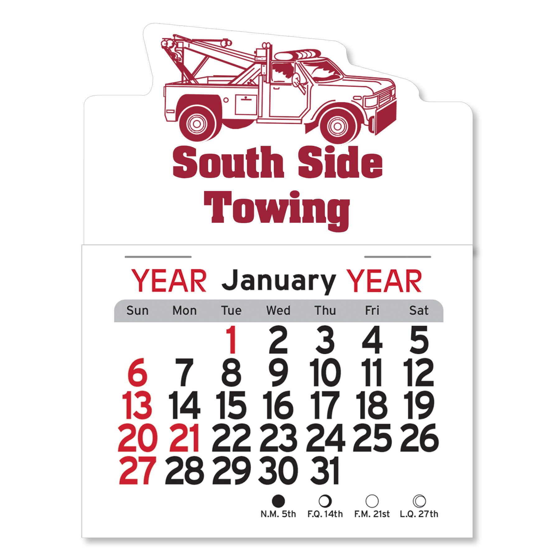 Adhesive Peel-N-Stick® Calendar - Tow Truck 1