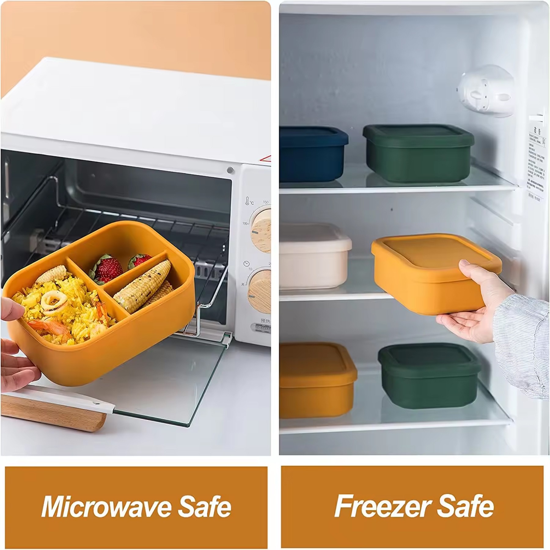 3-Compartment Silicone Lunch Box Lunch Container 2