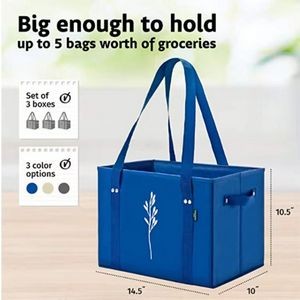Heavy Duty Reusable Shopping Bags With Box Shape to Stand Up 8