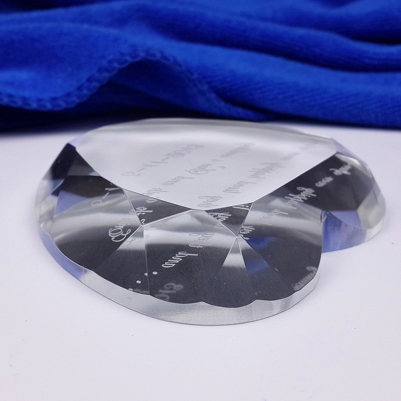 Crystal Heart Shaped Faceted Paperweight 8