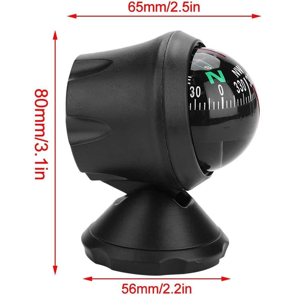 Black Adjustable Ball Night Vision Compass for Car 2