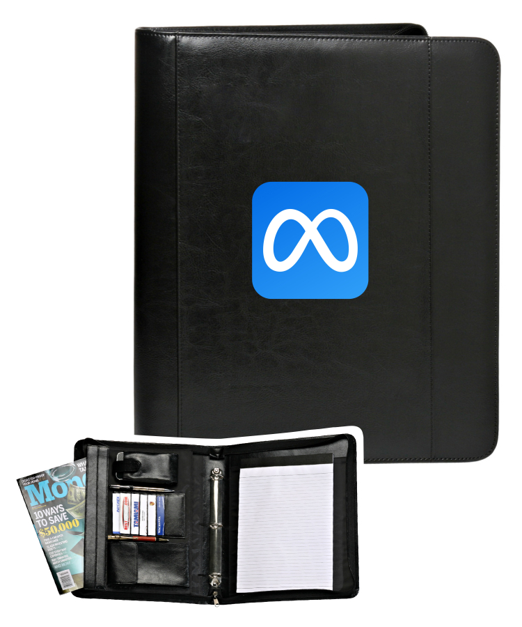 Union Printed Deluxe 3-Ring Zippered Portfolios - Dome Label Print 1