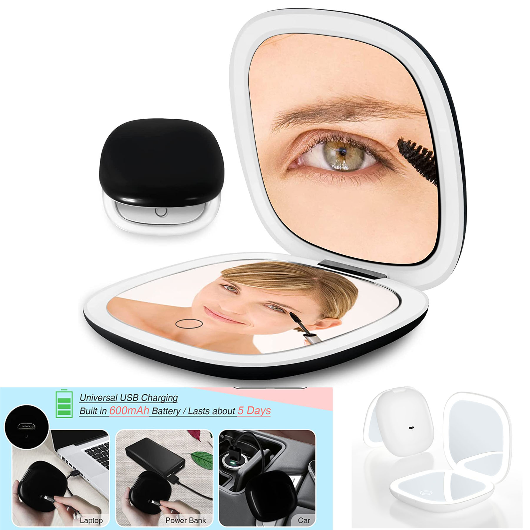 USB Rechargeable Travel Makeup Mirror