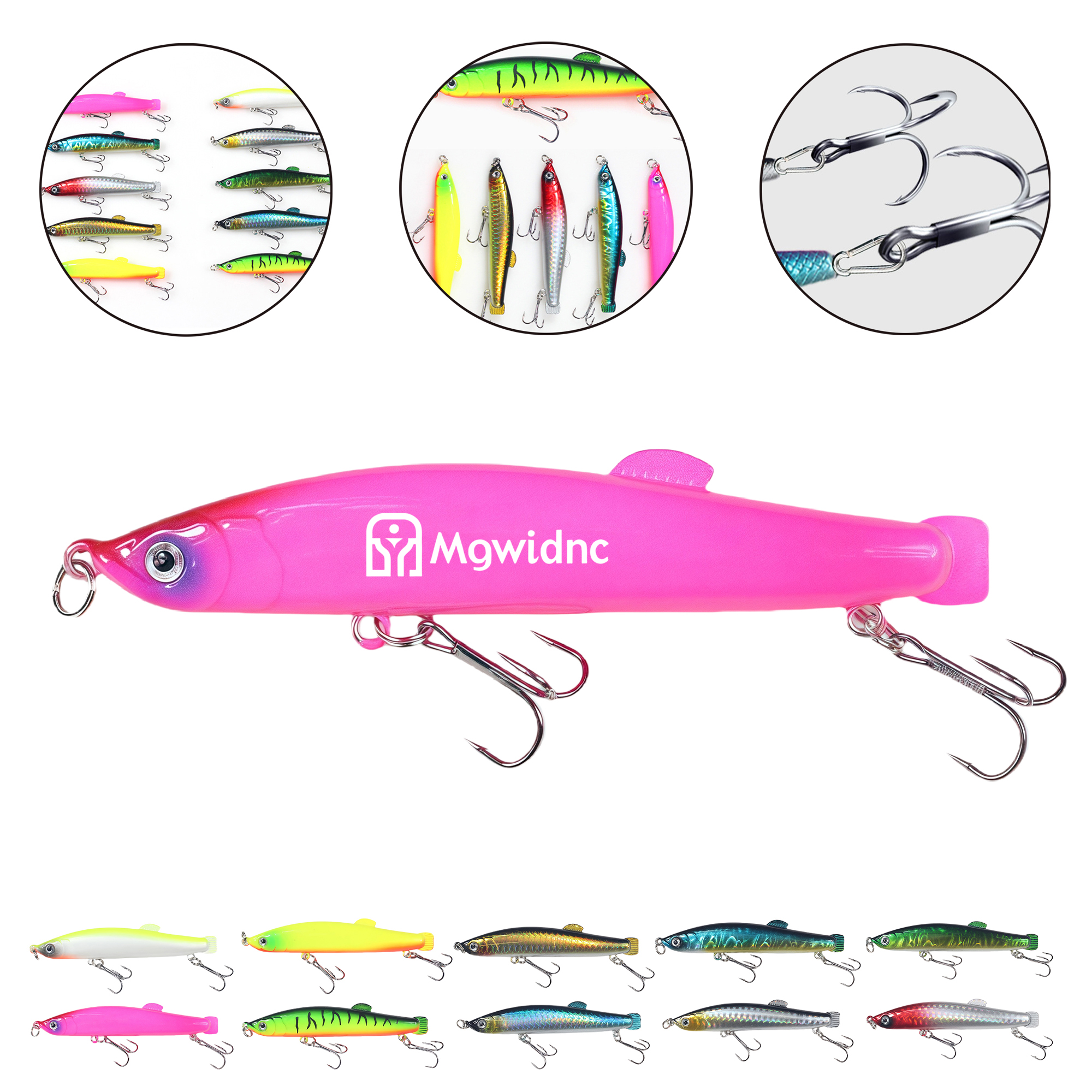 11.5g 3.54" Sinking Pencil Lure with Treble Hooks, Blood Groove, Long Cast, Hard Bait 3