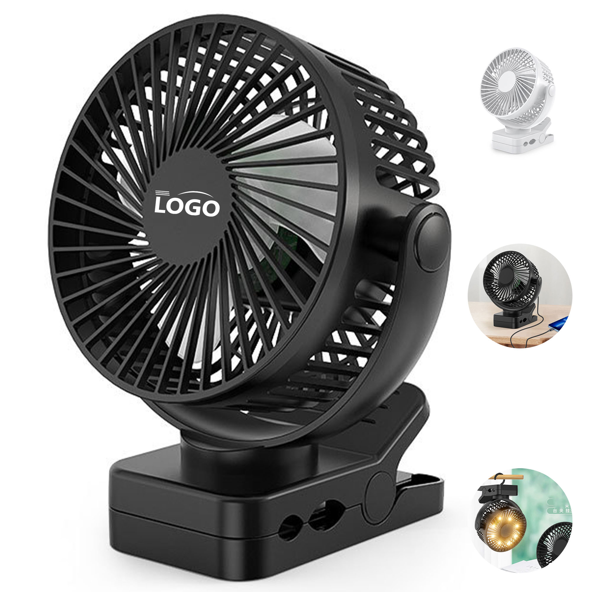 6" 3-in-1 Clip-On Tent Fan with LED & Power Bank 2